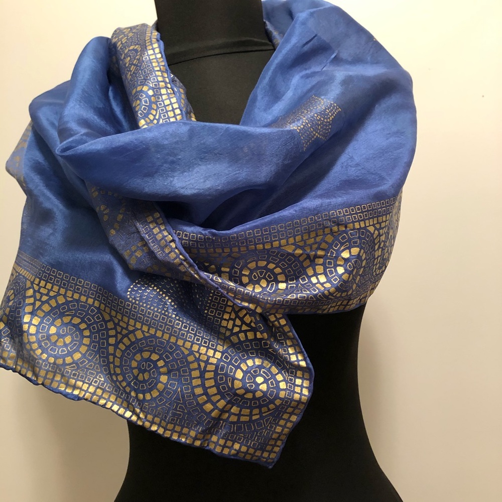 VINTAGE Trade routes 100% silk scarf/headband